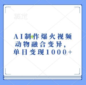 AI制作爆火视频,动物融合变异,单日变现1k-学习资源社