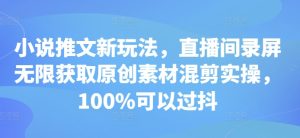 小说推文新玩法,直播间录屏无限获取原创素材混剪实操,100%可以过抖-学习资源社