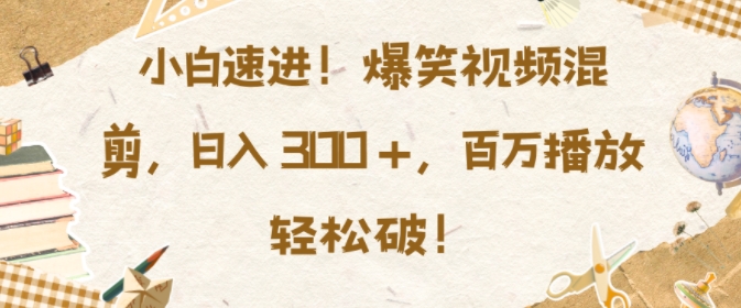 小白速进，爆笑视频混剪，日入3张，百万播放轻松破【揭秘】-学习资源社