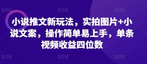 小说推文新玩法,实拍图片+小说文案,操作简单易上手,单条视频收益四位数-学习资源社