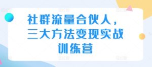 社群流量合伙人,三大方法变现实战训练营-学习资源社