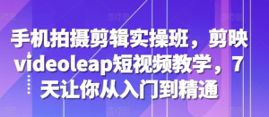 手机拍摄剪辑实操班,剪映videoleap短视频教学,7天让你从入门到精通-学习资源社