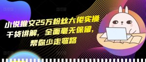 小说推文25万粉丝大佬实操干货讲解,全面毫无保留,帮你少走弯路-学习资源社