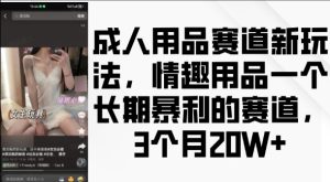 成人用品赛道新玩法,情趣用品一个长期暴利的赛道,3个月收益20个【揭秘】-学习资源社