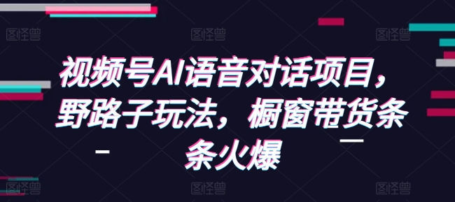 视频号AI语音对话项目，野路子玩法，橱窗带货条条火爆-学习资源社