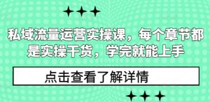 私域流量运营实操课,每个章节都是实操干货,学完就能上手-学习资源社
