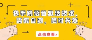 快手跳语音激活技术,需要自测,随时失效-学习资源社