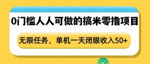 0门槛人人可做的搞米零撸项目,无限任务,单机一天闭眼收入50+-学习资源社