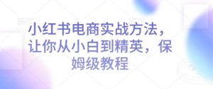 小红书电商实战方法,让你从小白到精英,保姆级教程-学习资源社