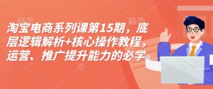 淘宝电商系列课第15期,底层逻辑解析+核心操作教程,运营、推广提升能力的必学课程+配套资料-学习资源社