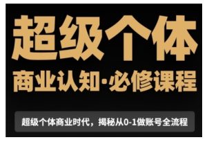 超级个体商业认知觉醒视频课,商业认知·必修课程揭秘从0-1账号全流程-学习资源社