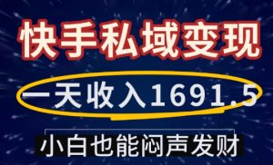 一天收入1691.5,快手私域变现,小白也能闷声发财-学习资源社