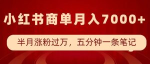 小红书商单最新玩法,半个月涨粉过万,五分钟一条笔记,月入7000+-学习资源社