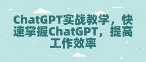 ChatGPT实战教学,快速掌握ChatGPT,提高工作效率-学习资源社