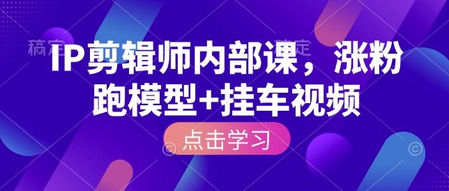 IP剪辑师内部课，涨粉跑模型+挂车视频-学习资源社