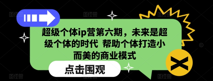 超级个体ip营第六期，未来是超级个体的时代  帮助个体打造小而美的商业模式-学习资源社