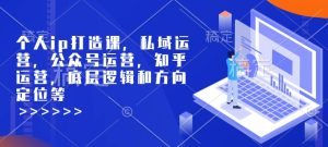 个人ip打造课,私域运营,公众号运营,知乎运营,底层逻辑和方向定位等-学习资源社