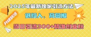 2025年最新独家引流方法,低投入高回报?当日引流300+精准创业粉-学习资源社
