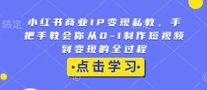 小红书商业IP变现私教,手把手教会你从0-1制作短视频到变现的全过程-学习资源社
