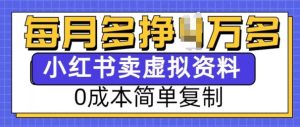 小红书虚拟资料项目,0成本简单复制,每个月多挣1W【揭秘】-学习资源社