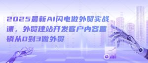 2025最新AI闪电做外贸实战课,外贸建站开发客户内容营销从0到3做外贸-学习资源社