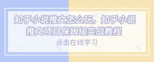 知乎小说推文怎么玩,知乎小说推文项目保姆级实战教程-学习资源社