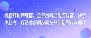 最新打粉训练营,全平台精准引流抖音、快手、小红书,打造高级朋友圈拉开你和同行差异化-学习资源社