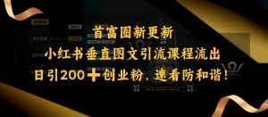 小红书垂直图文引流课程流出,日引200+创业粉,速看防和谐-学习资源社