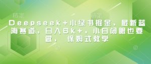 Deepseek+小绿书掘金,最新蓝海赛道,日入6k+,小白闭眼也要做, 保姆式教学-学习资源社