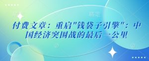 付费文章:重启”钱袋子引擎”:中国经济突围战的最后一公里-学习资源社