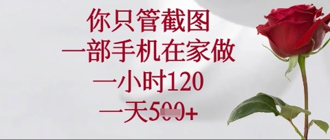 你只管截图，一部手机在家操作，一小时120.一天5张【揭秘】-学习资源社