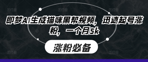 即梦AI生成猫咪黑帮视频，迅速起号涨粉，一个月5k-学习资源社