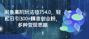 闲鱼高阶玩法技巧4.0,轻松日引300+精准创业粉,多种变现思路-学习资源社