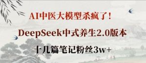 AI中医大模型杀疯了!DeepSeek中式养生2.0版本,十几篇笔记粉丝3w+-学习资源社