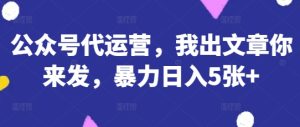 公众号代运营,我出文章你来发,暴力日入5张+【揭秘】-学习资源社
