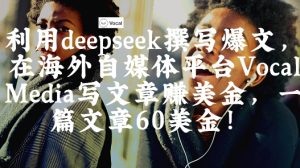 出海搞钱!利用deepseek撰写爆文,在海外自媒体平台Vocal Media写文章挣美金,一篇文章60刀-学习资源社