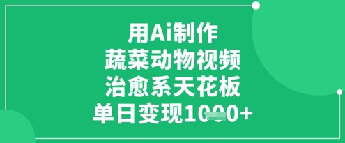 用Ai制作蔬菜动物视频，治愈系天花板，单日变现1k-学习资源社