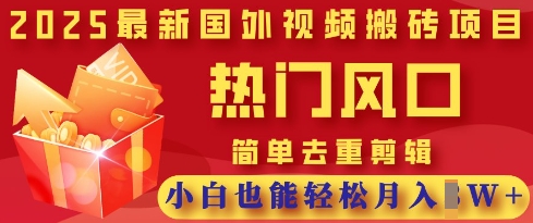 2025最新视频搬砖项目，热门风口，简单去重剪辑，小白也能轻松月入过W-学习资源社