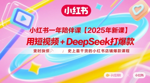 小红书一年陪伴课【2025年新课】，用短视频+deepSeek打爆款，史上最干货的小红书店铺爆款课程-学习资源社