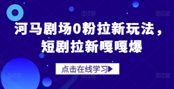 河马剧场0粉拉新玩法，短剧拉新嘎嘎爆-学习资源社