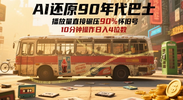 AI还原90年代巴士，一帧就让70后泪崩，播放量直接碾压90%怀旧号，每天操作十分钟，日入四位数-学习资源社
