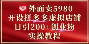 外面卖5980开设拼多多虚拟店铺:单日引流200+创业付费粉实战教程-学习资源社