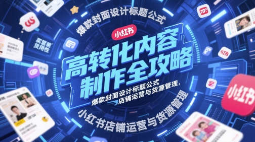 高转化内容制作全攻略，爆款封面设计标题公式，小红书店铺运营与货源管理-学习资源社