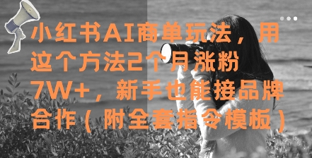 小红书AI商单玩法，用这个方法2个月涨粉7W+，新手也能接品牌合作(附全套指令模板)-学习资源社