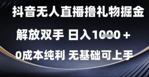 抖音无人直播撸礼物掘金,解放双手,日入1k,0成本纯利,无基础可上手【揭秘】-学习资源社