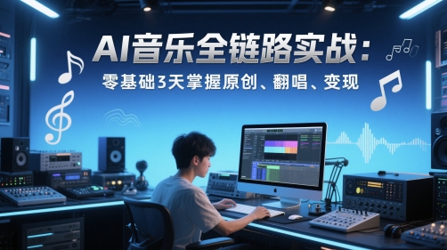 AI音乐全链路实战变现课：零基础3天掌握原创、翻唱、变现-学习资源社