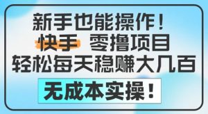 新手也能操作,快手零撸挣米,轻松每天挣2-5张,完全无成本-学习资源社