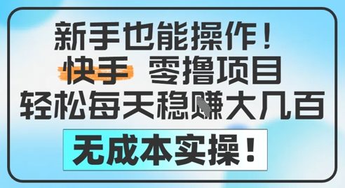 新手也能操作，快手零撸挣米，轻松每天挣2-5张，完全无成本-学习资源社