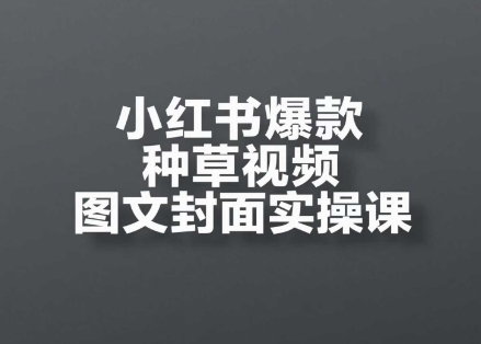 小红书爆款种草视频图文封面实操课，​开店、选品、引流、变现全流程-学习资源社