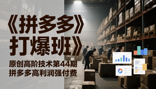 《拼多多打爆班》原创高阶技术第44期，拼多多高利润强付费-学习资源社